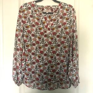 LOFT Floral Long Sleeve Blouse Size M